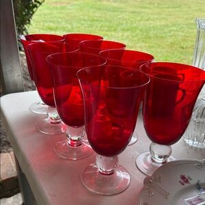 Set of Red Glass Goblets